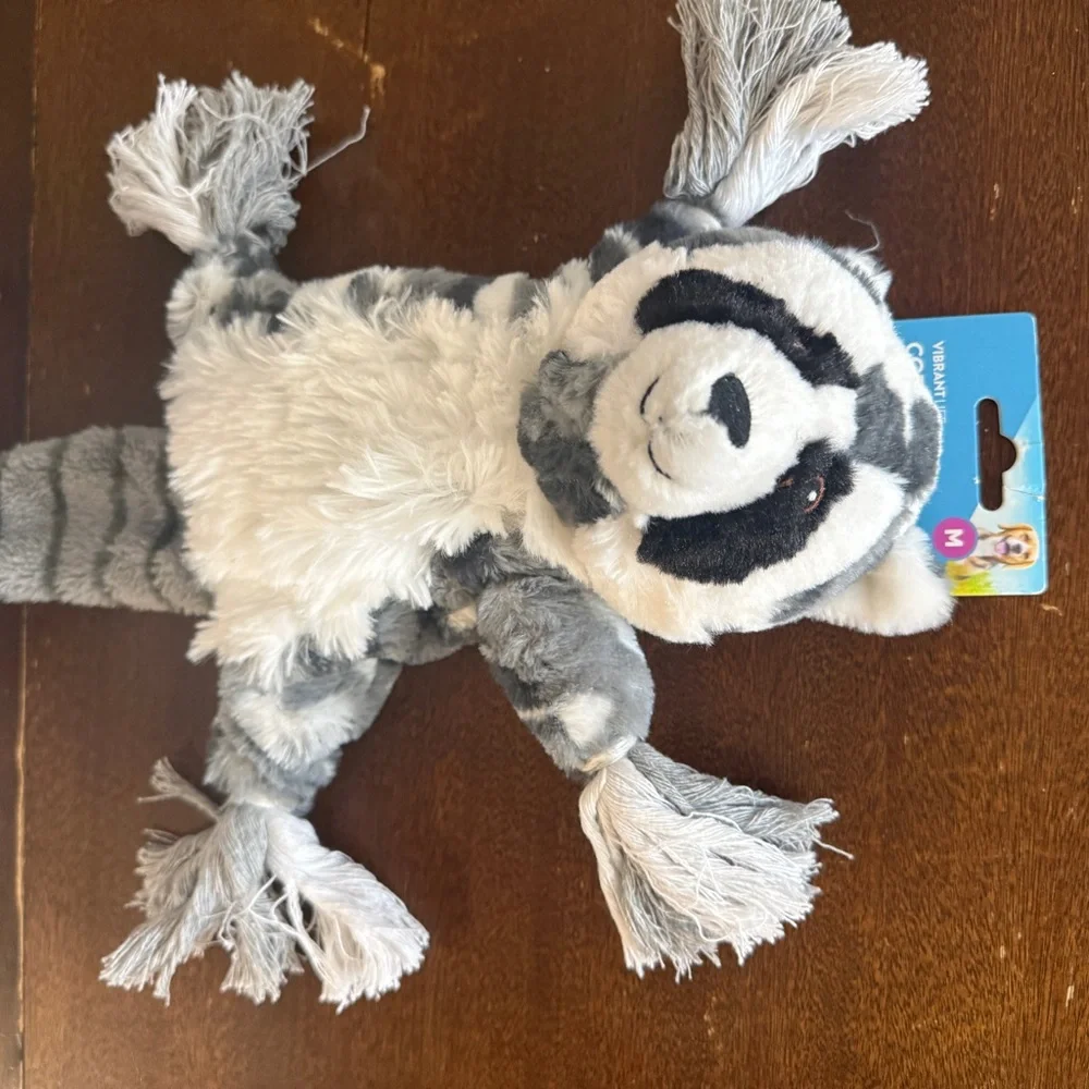 Cozy & Tug Buddy Dog Toy W/Squeaker and Crinkle Rope Body (Chew Level 2) Raccoon